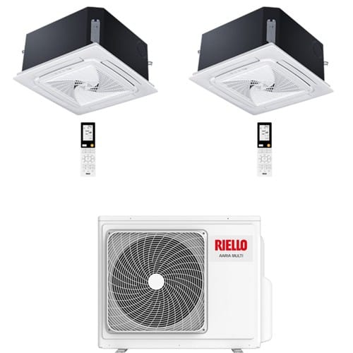 Climatizzatore Condizionatore Riello Cassetta 4 Vie Dual Split Inverter R32 9000 + 12000 Btu Con U.e Aaria Multi 250 Pi Classe A++/a+