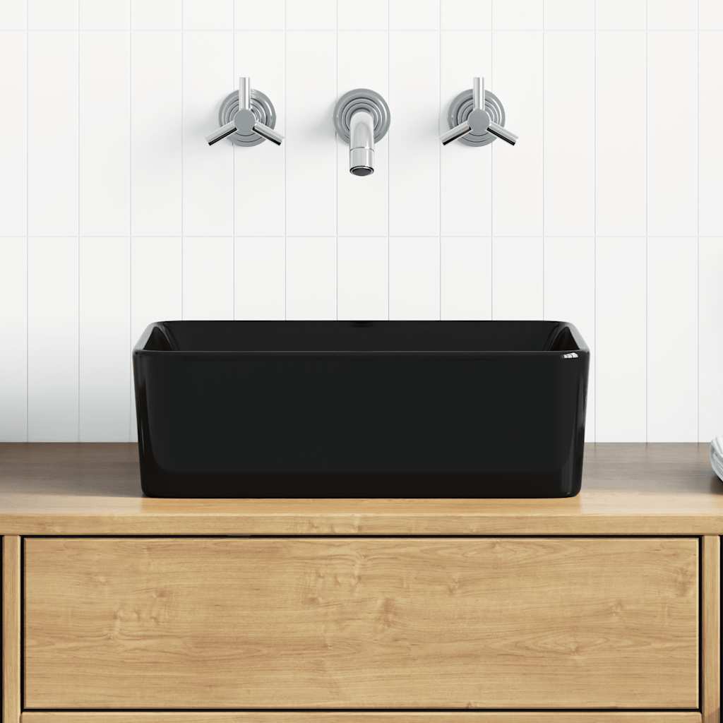Wash Basin 40x30x13 Cm Ceramic Black Vidaxl