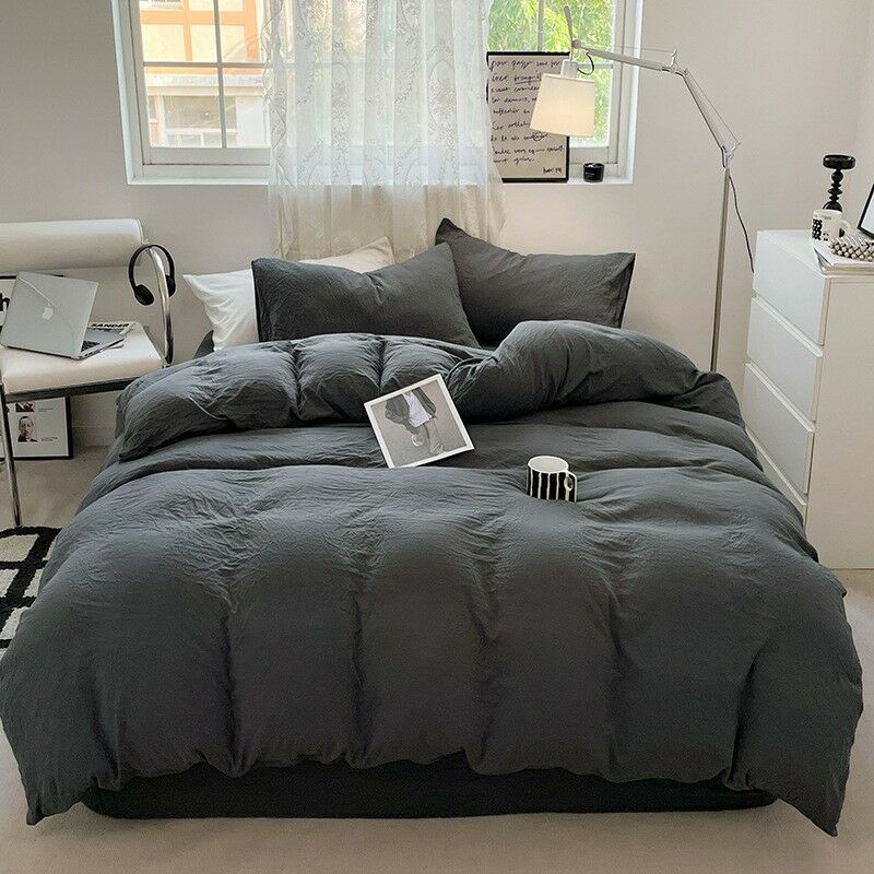 Kinsi - Housse De Couette 220cmx240cm Drap De Lit 180x200cm Taie D'Oreiller 48x74cm 2pcs, Pour Deux Personnes