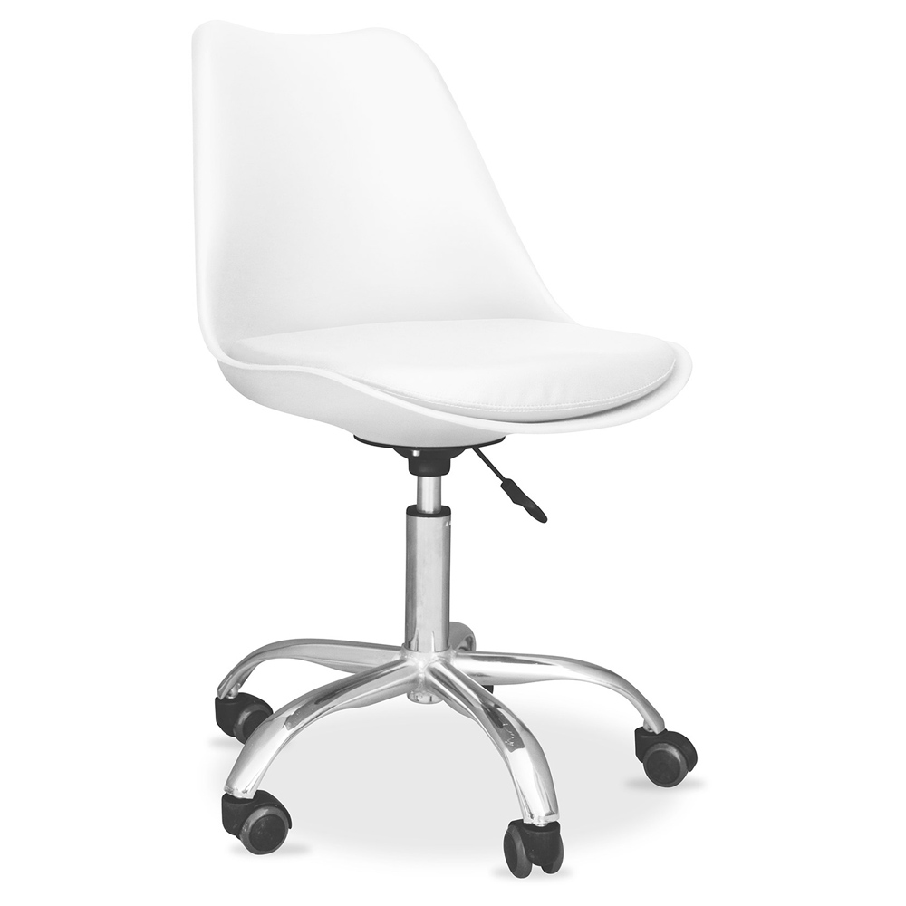 Chaise De Bureau À Roulettes - Chaise De Bureau Pivotante - Tulip Blanc