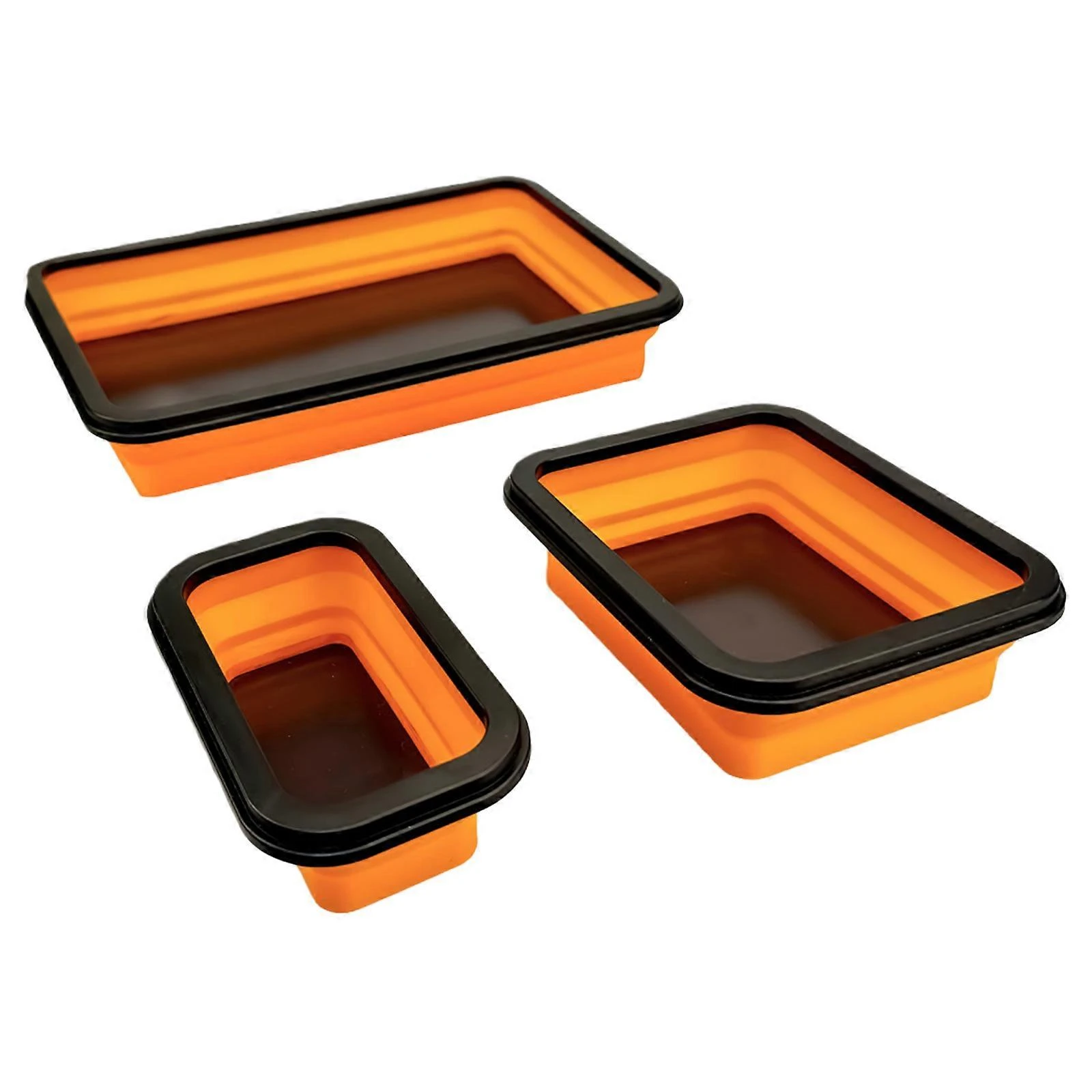 Plateaux magnétiques pliables en silicone pour vis et petites pièces, lot de 3, orange