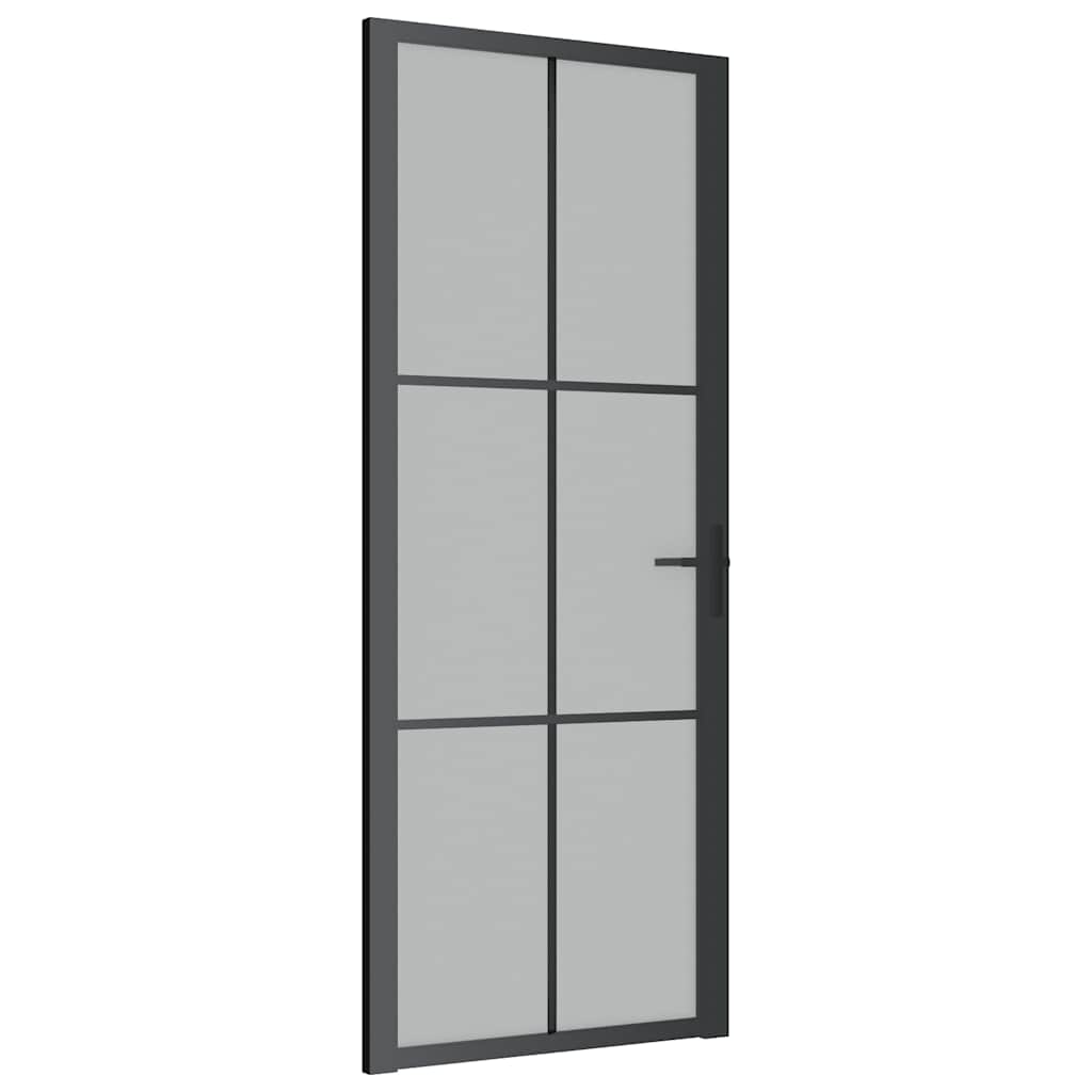 Interior Door 83x201.5 Cm Black Matt Glass And Aluminium Vidaxl