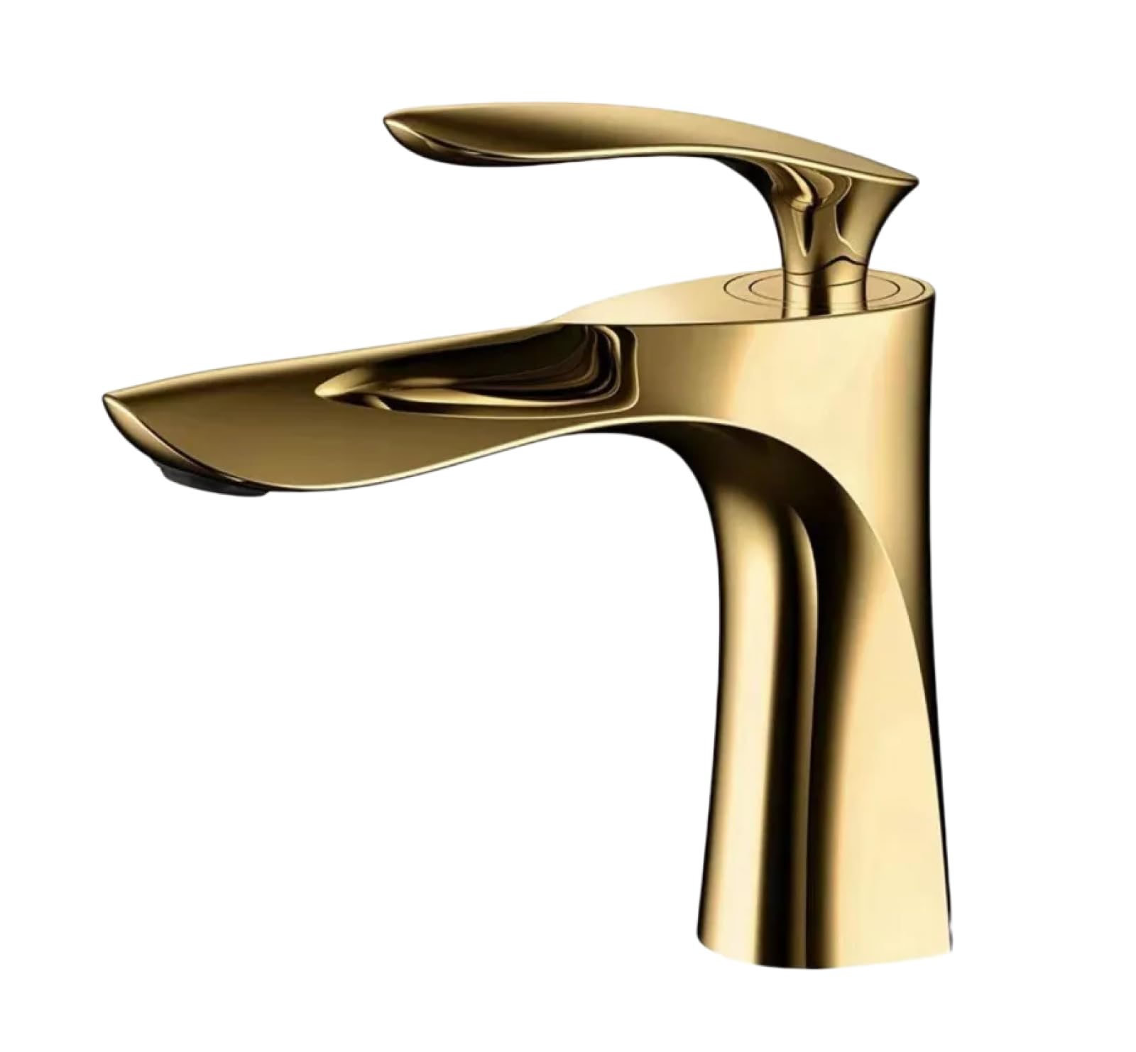 Mitigeur de lavabo monotrou doré, eau chaude et froide, pose sur comptoir, cuivre anticorrosion