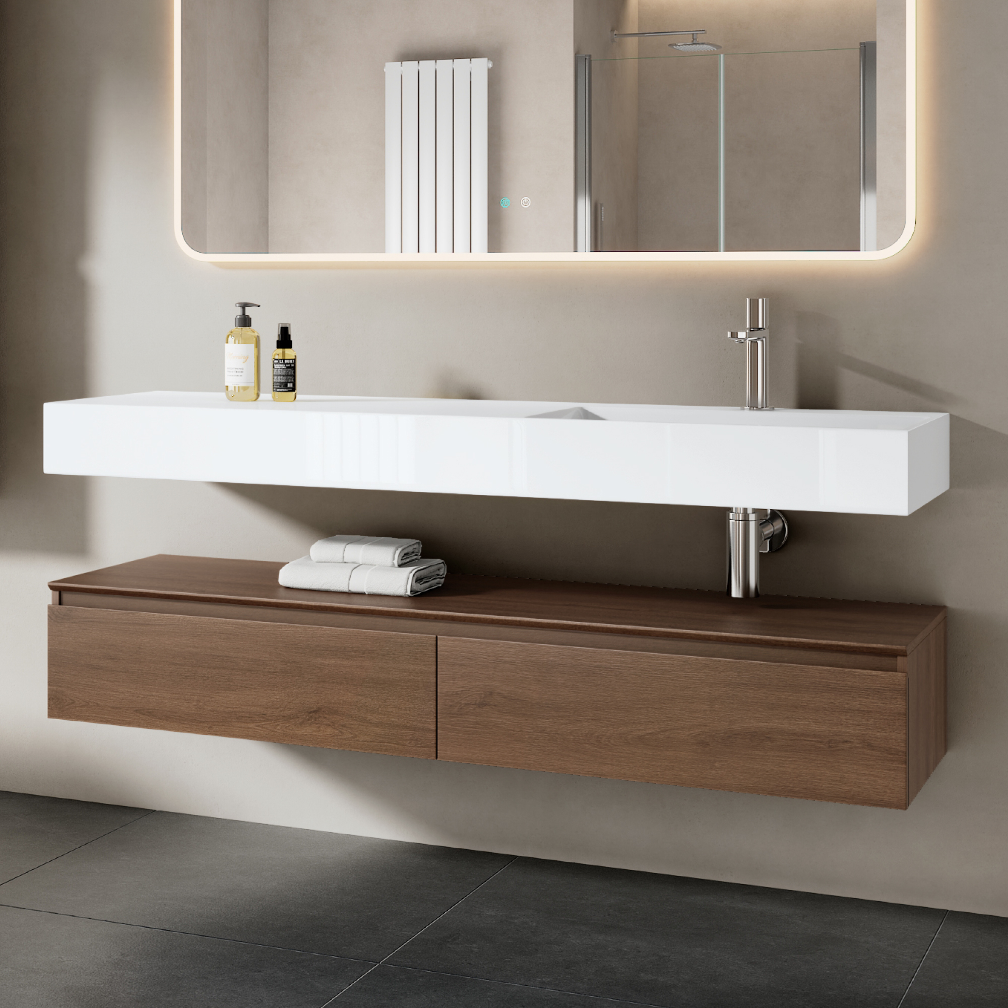 Mai&mai - Meuble De Salle De Bain Marron Avec Lavabo Meuble Sous Vasque