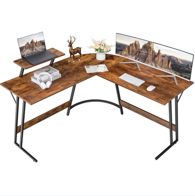 Devoko – Bureau D'Angle En L 130cm – Acier Et Bois P2 – Ergonomique