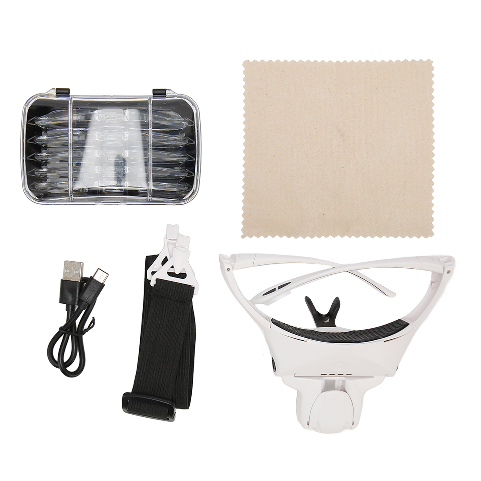 Loupe frontale à 5 grossissements 1x à 3,5x, 4 LED, verres interchangeables, mains libres