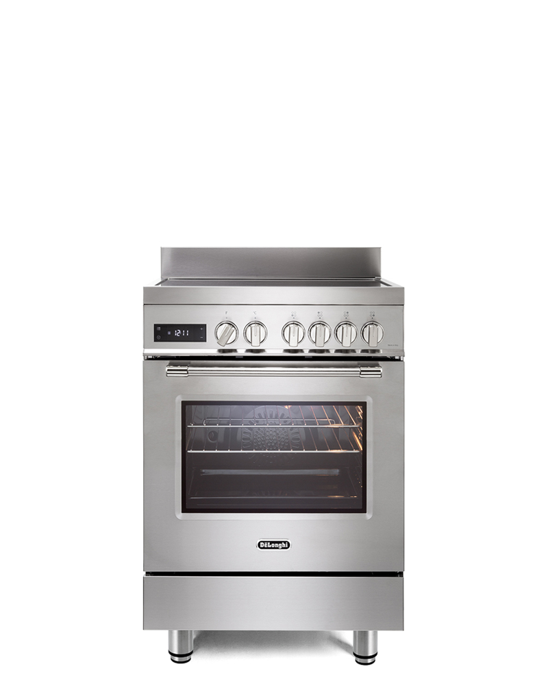 De'longhi Pro66mxlin Professional Cucina A Induzione 60 Cm 4 Zone Bridge Forno Multifunzione 74 L 11 Funzioni Easy Steam Idroclean Classe A (60x60x91 Cm) Colore Inox