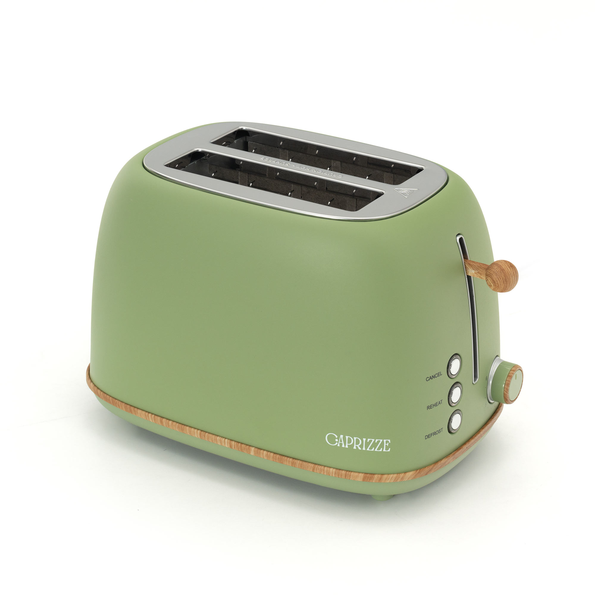 Tostapane Caprizze Kaito Con Doppia Fessura Extra Ampia 6 Livelli Di Tostatura Design Vintage Con Effetto Legno Verde Opaco