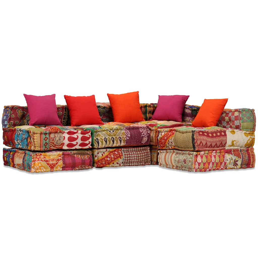 Vidaxl - Pouf Modulaire À 4 Places Patchwork Tissu