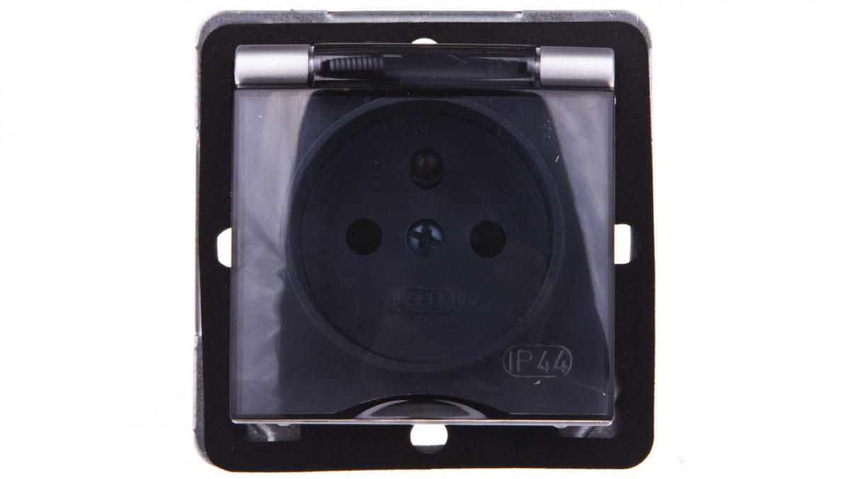 Oem Versilbert Impresja Spritzwassergeschützte Steckdose Mit/Ohne Ip44 Mit Abdeckung, Transparenter Deckel, Silber Gph-1Yzp/M/18/D
