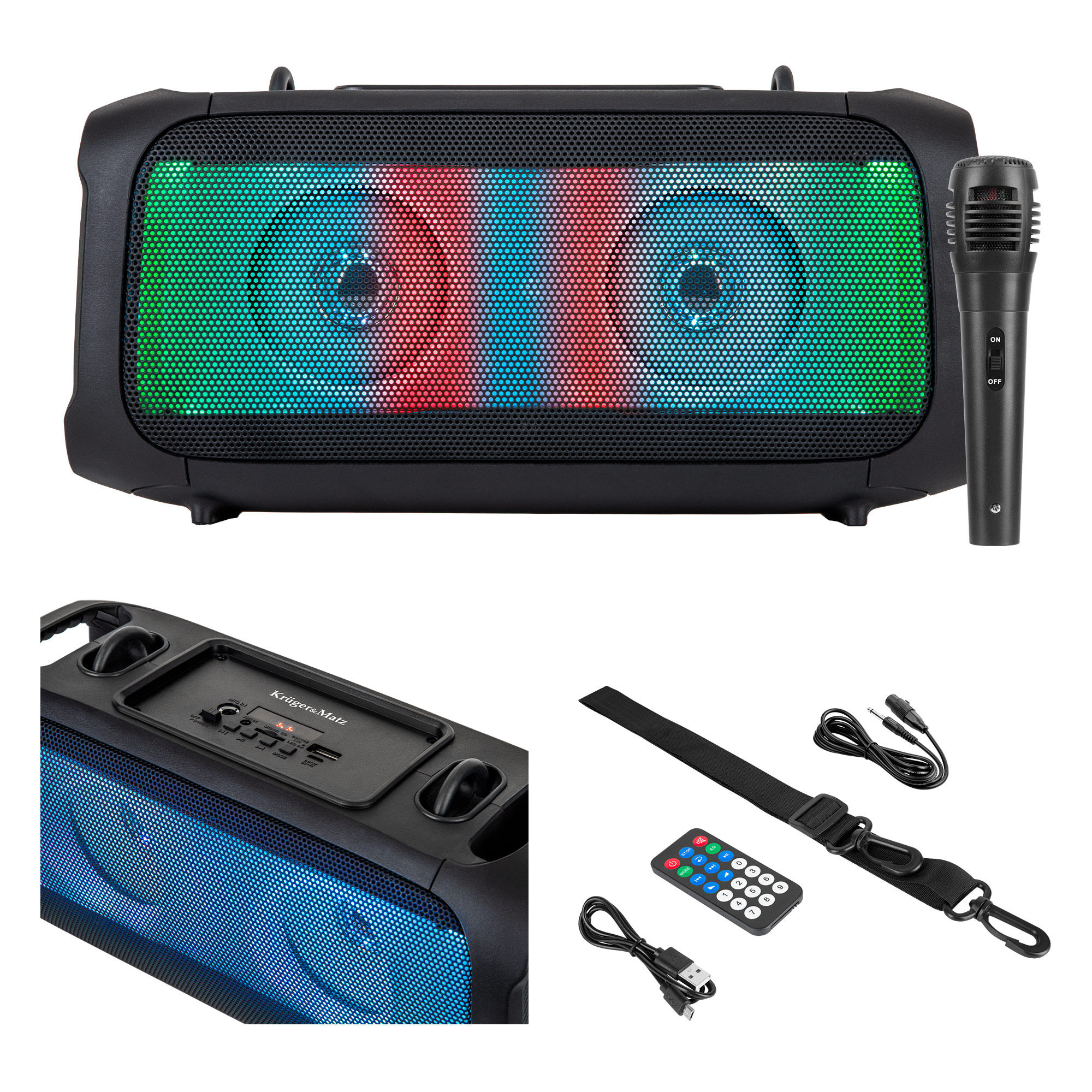Tresice France Schwarz Kruger&Matz Bluetooth-Lautsprecher Mit Microsd-Karte, Usb Und Aux-Anschluss