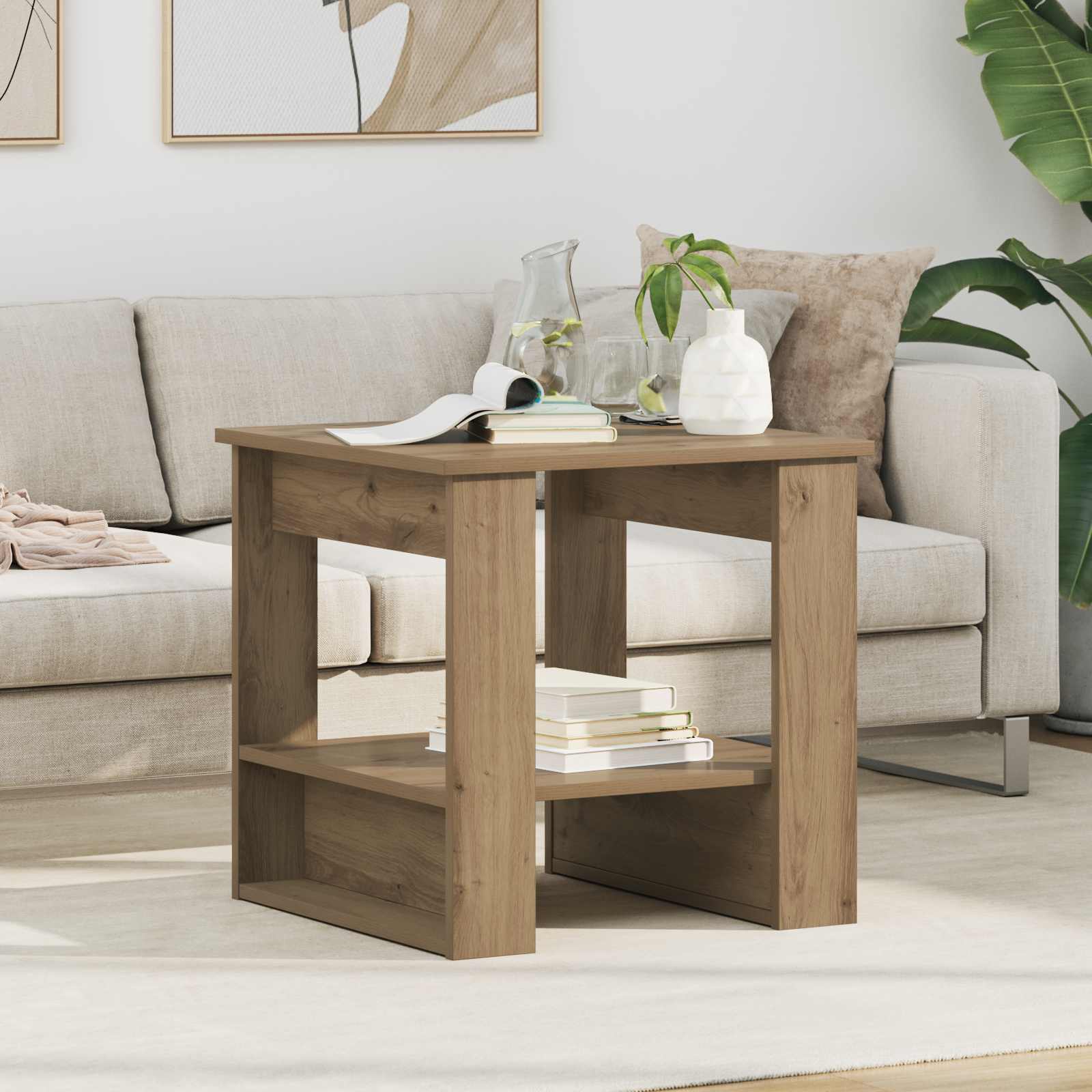 Coffee Table Artisan Oak 51 X 50 X 50 Cm Engineered Wood Vidaxl
