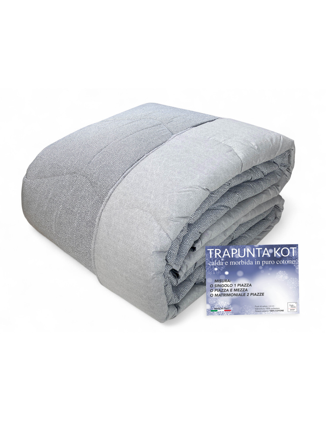 Trapunta Kot Dis. Boy Grigio Made In Italy Puro Cotone 2 Piazze