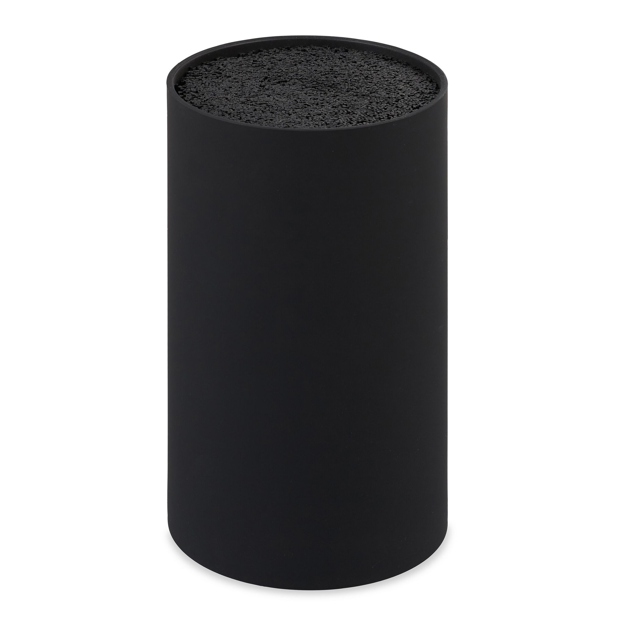 Ceppo Portacoltelli, Vuoto, Con Setole, Spazio Per 8 Coltelli, Universale, Rotondo Hxd: 18x11 Cm, Color Nero - Relaxdays
