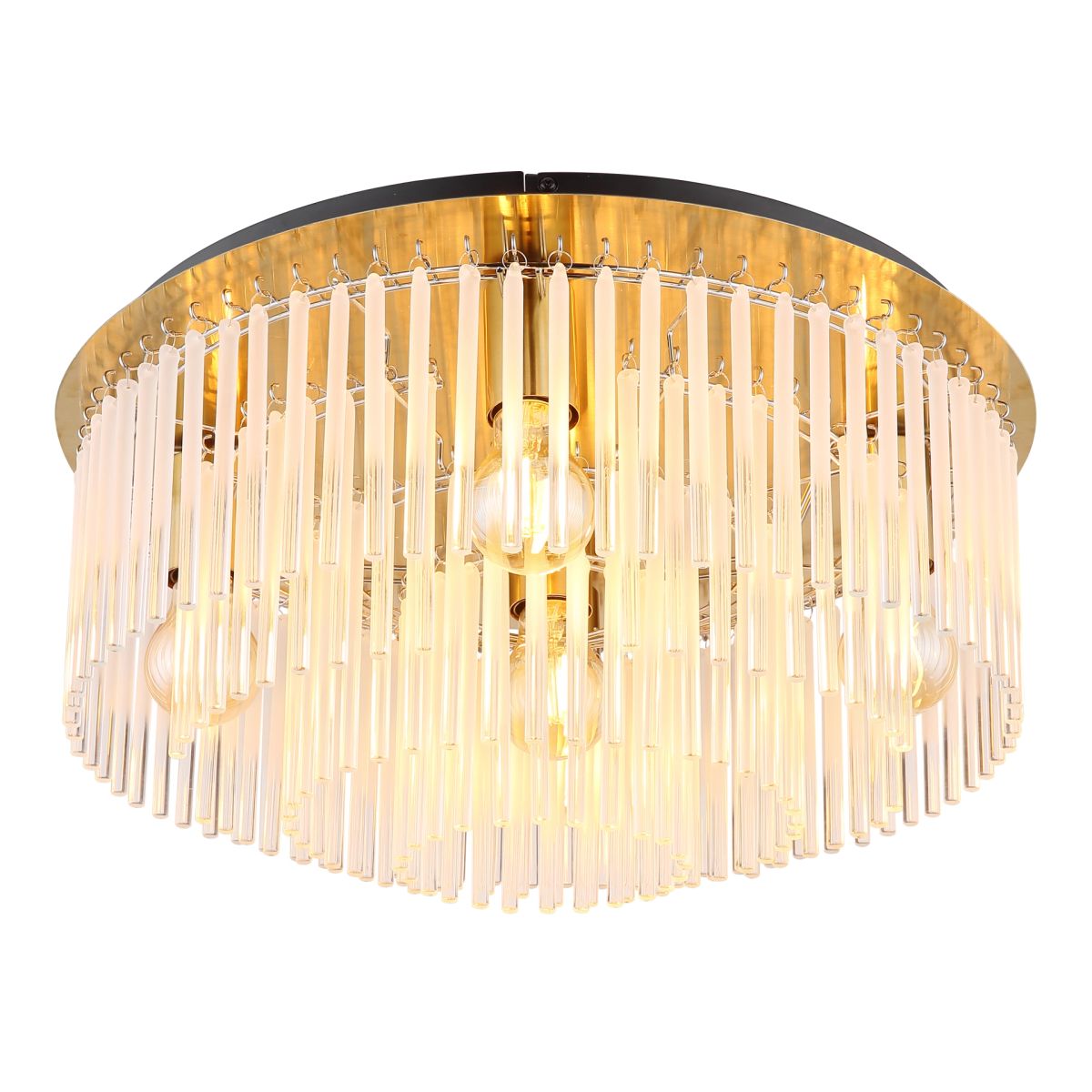 Gelb Deckenleuchte Deckenlampe Wohnzimmerlampe Metall Gold Glasstäbe D 25 Cm - Bild 5