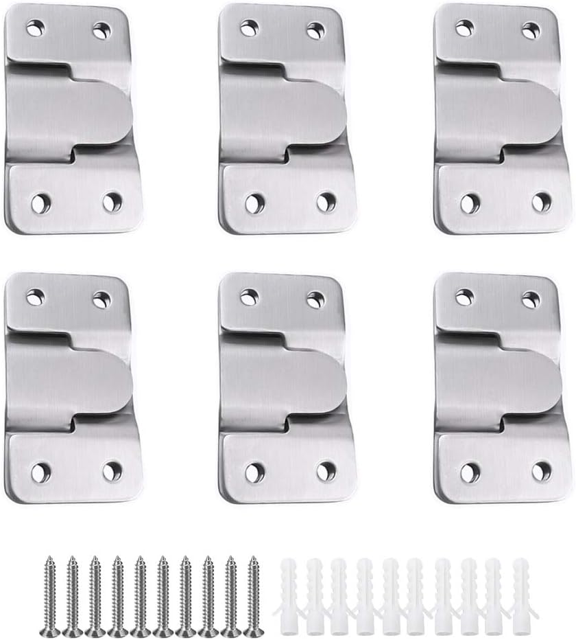 Fixation murale invisible à boucle de suspension en acier inoxydable, pour cadres, miroirs et meubles, lot de 12