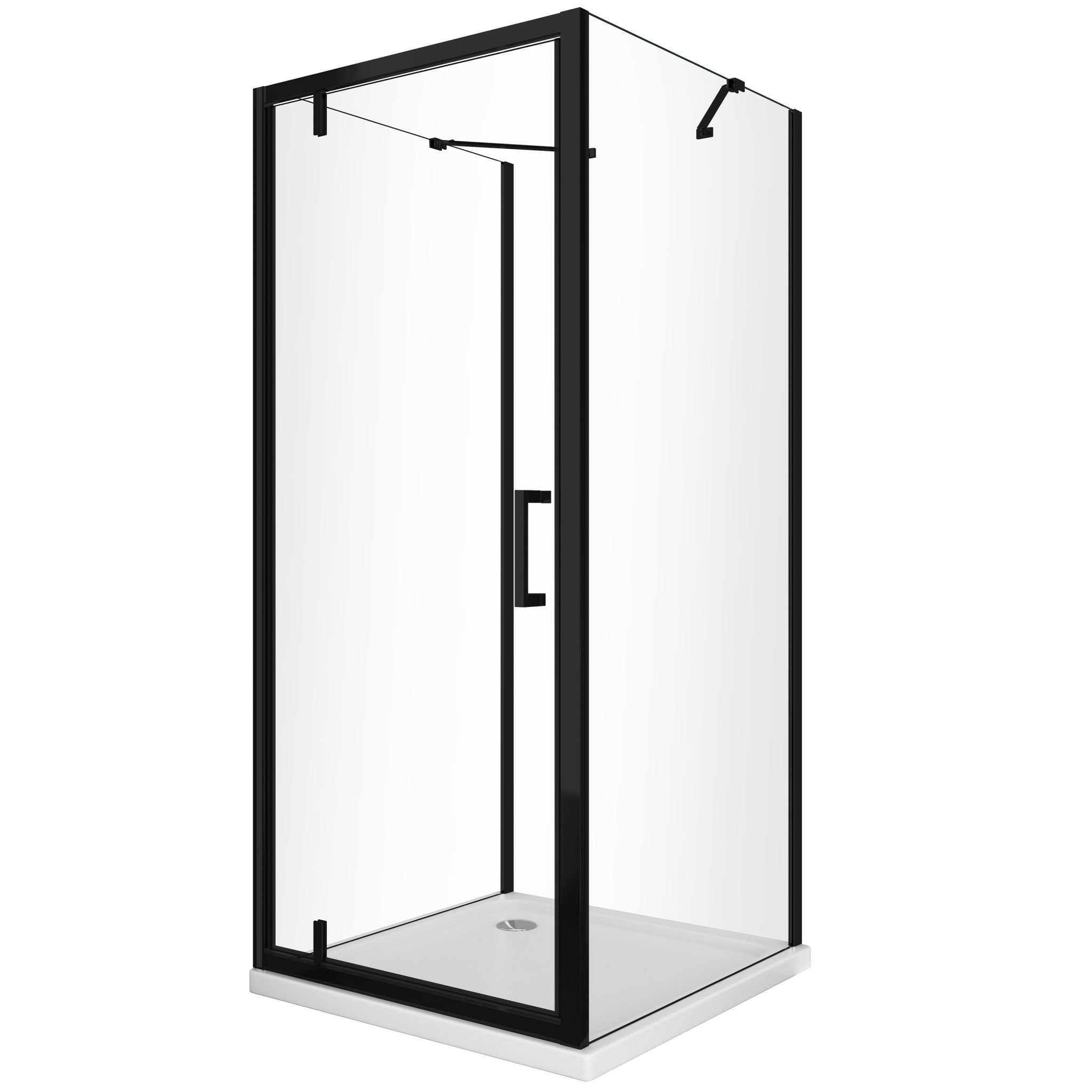 Box Doccia Con Due Pareti Fisse Laterali E Porta Battente Frontale ...