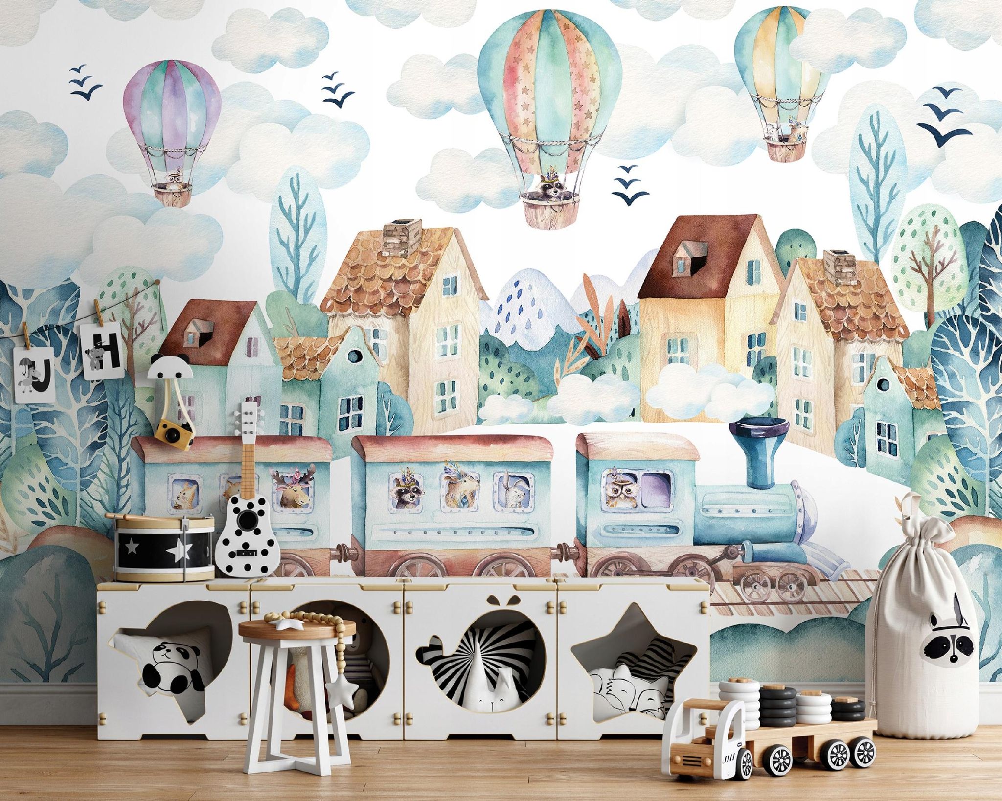 Wallarena Vlies Fototapete Kinderzimmer 400x280 Cm Landschaft - Fototapeten Tapeten Für Kinder Mädchen & Jungen - Kindertapete - Kinderzimmertapete Stadt Zug