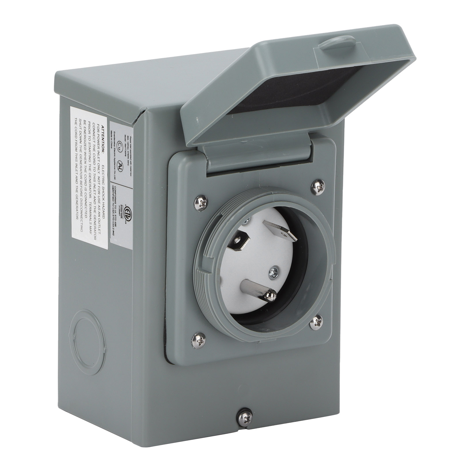 Boîte d'entrée d'alimentation 30 A 125 V 3750 W étanche, prise extérieure pour groupe électrogène et camping-car