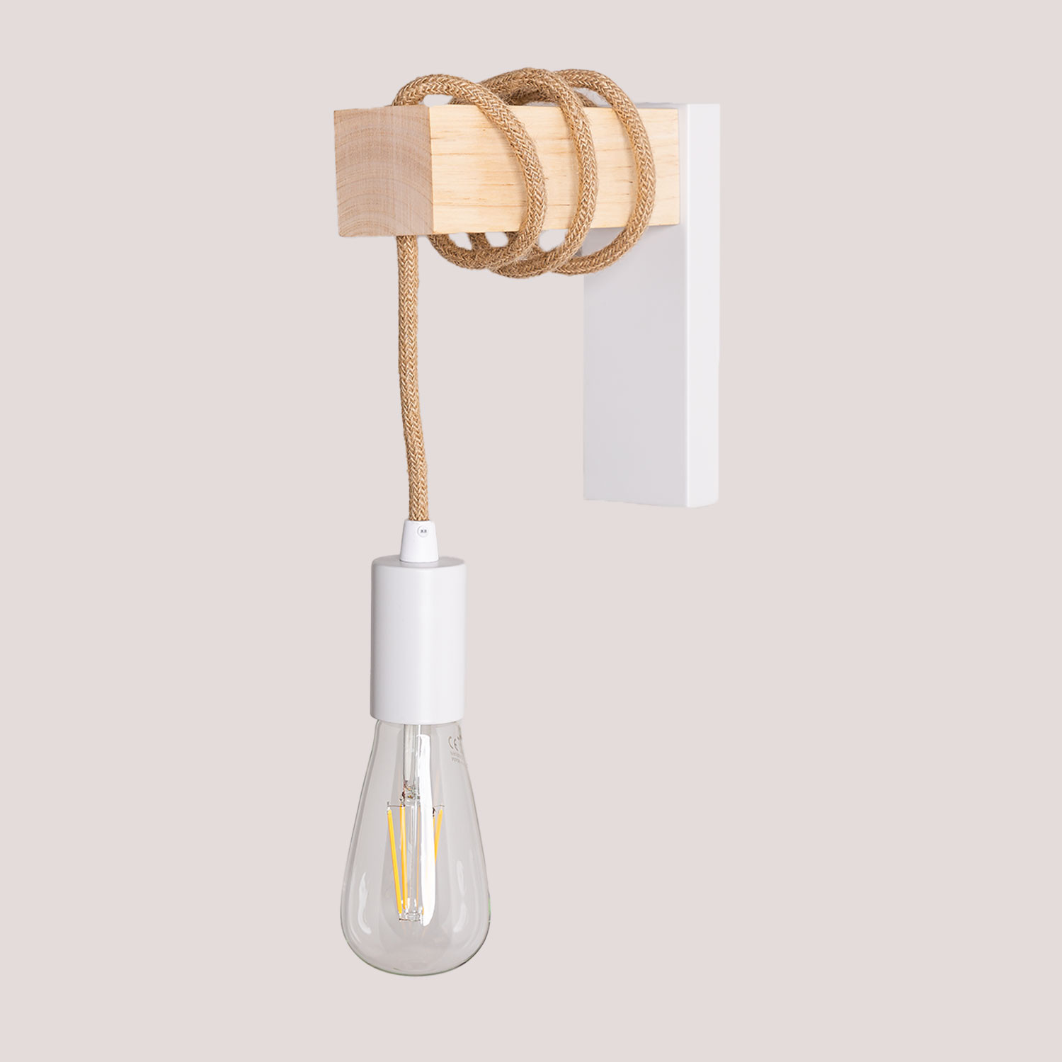 Sklum - Applique Tina Blanc - Bois Naturel