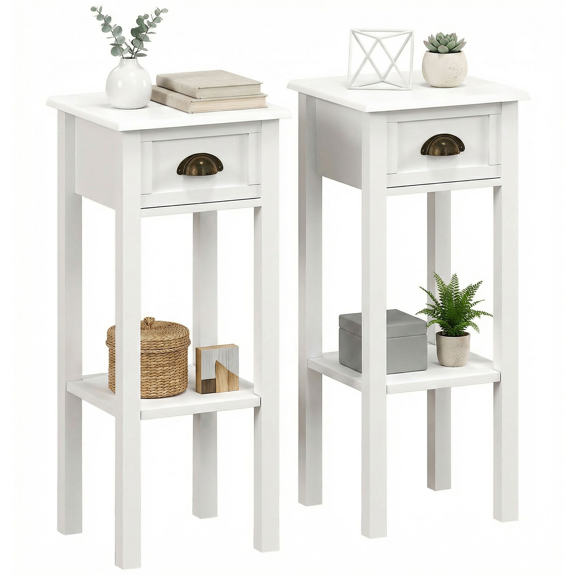 Lot De 2 Tables D'Appoint - Style Sophistiqué - Avec Tiroir