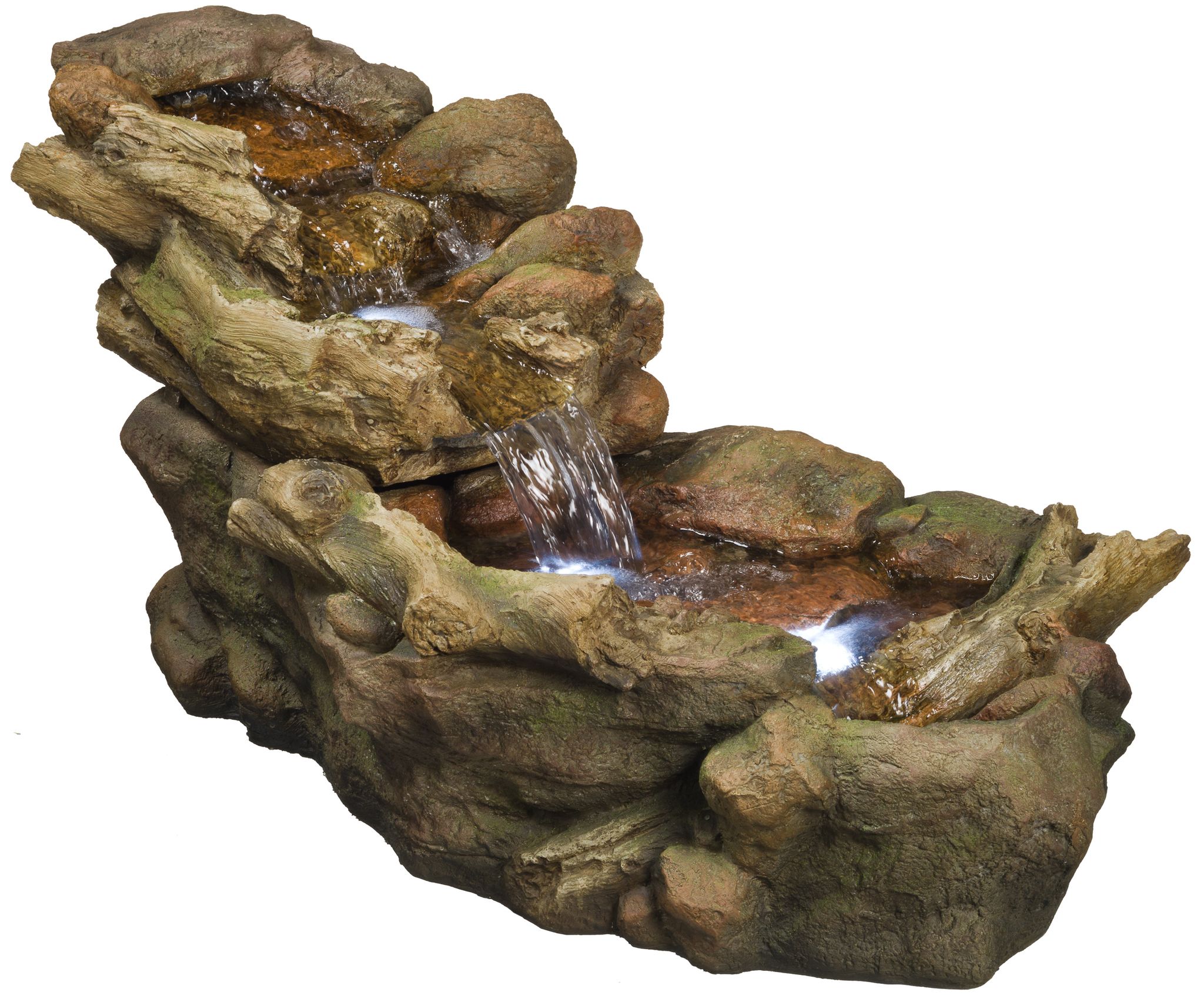 Ubbink Braun Wasserfall Aspen, Polyresin, H50 X 50 X 105Cm, Led