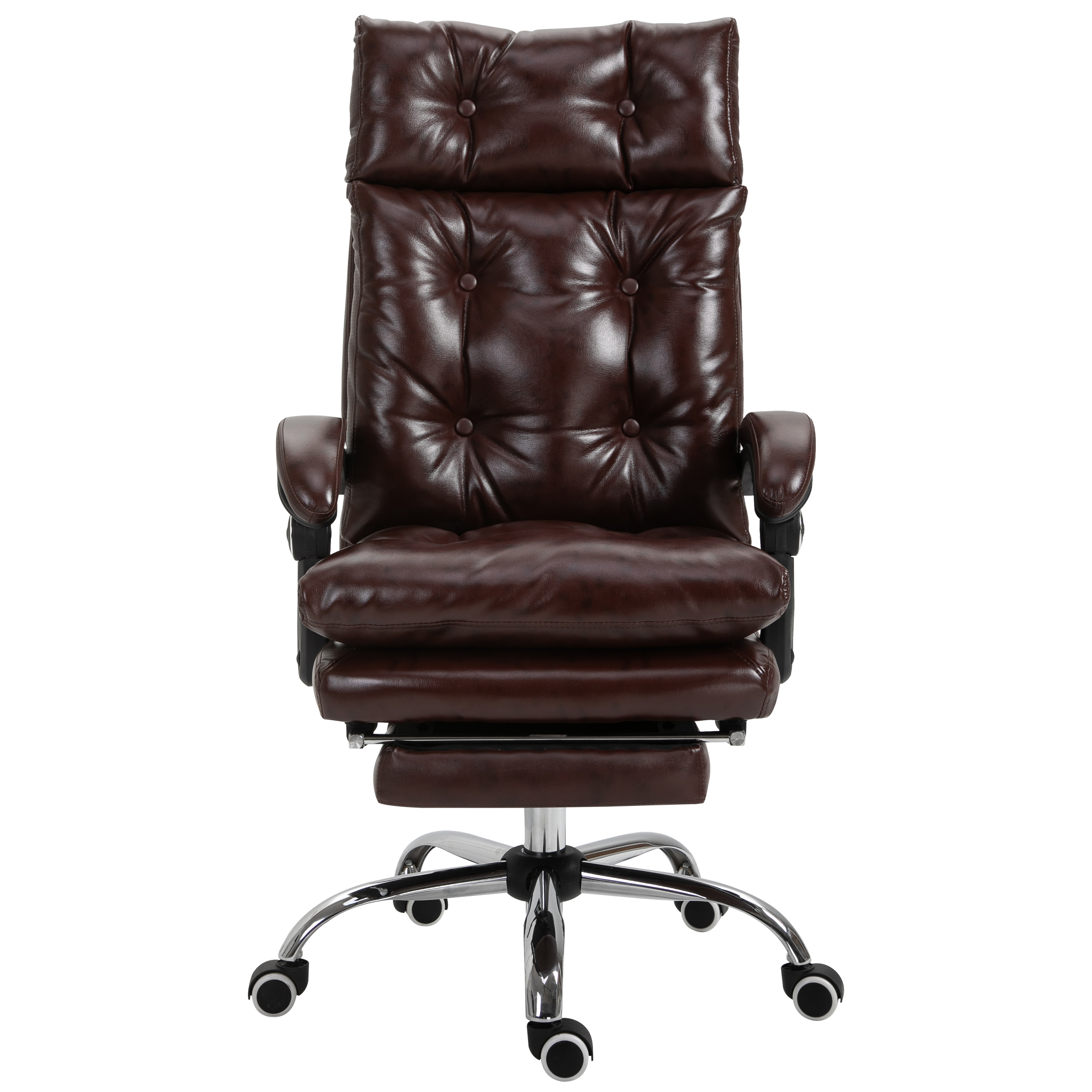 Fauteuil de bureau - Vinsetto - hauteur réglable dossier inclinable repose-pied rétractable - polyuréthane - 70x72x130cm - marron