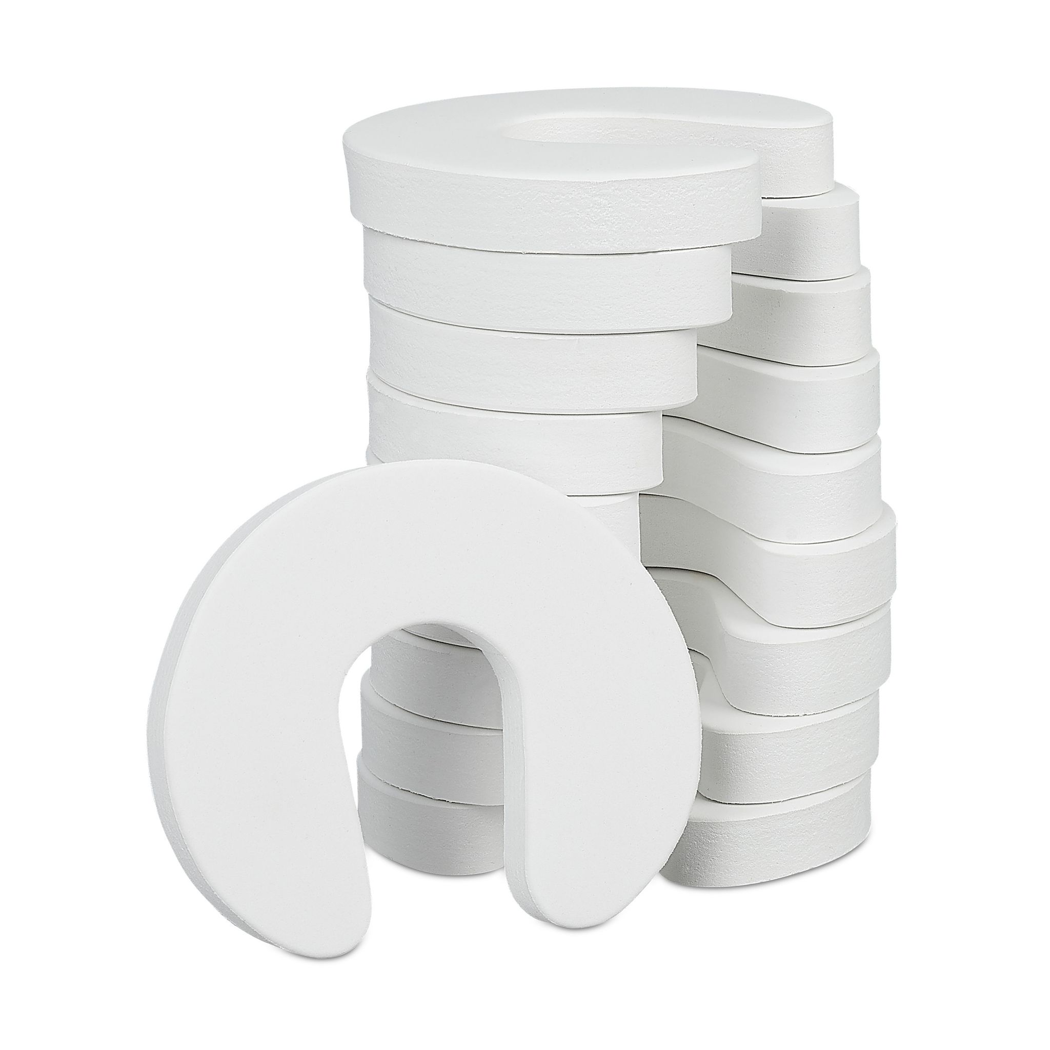 Relaxdays Foam Door Stopper Set Of 10, For Drawers, Baby & Child Finger Guard, Pinch Guards, Hwd 2x9x10.5 Cm, White