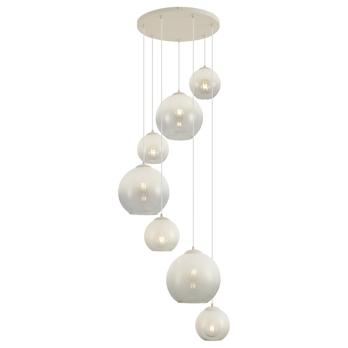 Qazqa Art Deco Pendant Lamp Beige With White Glass 7-lights -