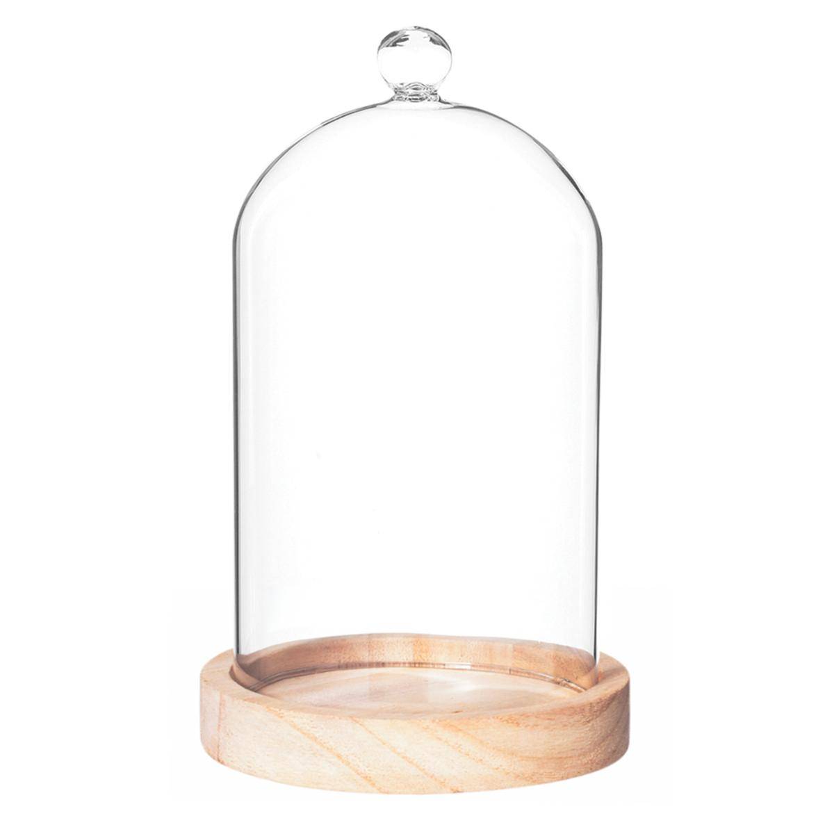 Factory Cuadros Jarrón de Vidrio y Madera - Altura 19cm - Diámetro 9.7cm