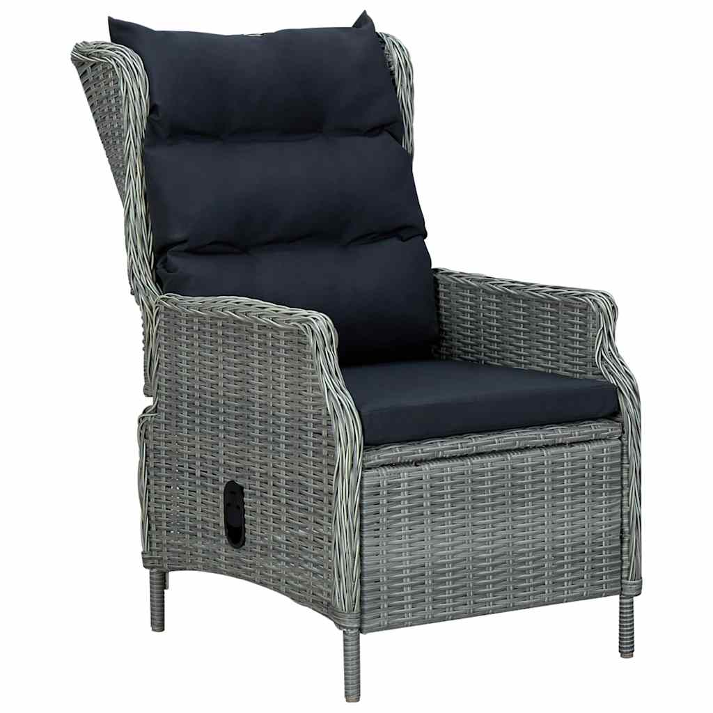 Vidaxl Hellgrau - Verstellbarer Gartensessel Mit Auflagen Poly Rattan