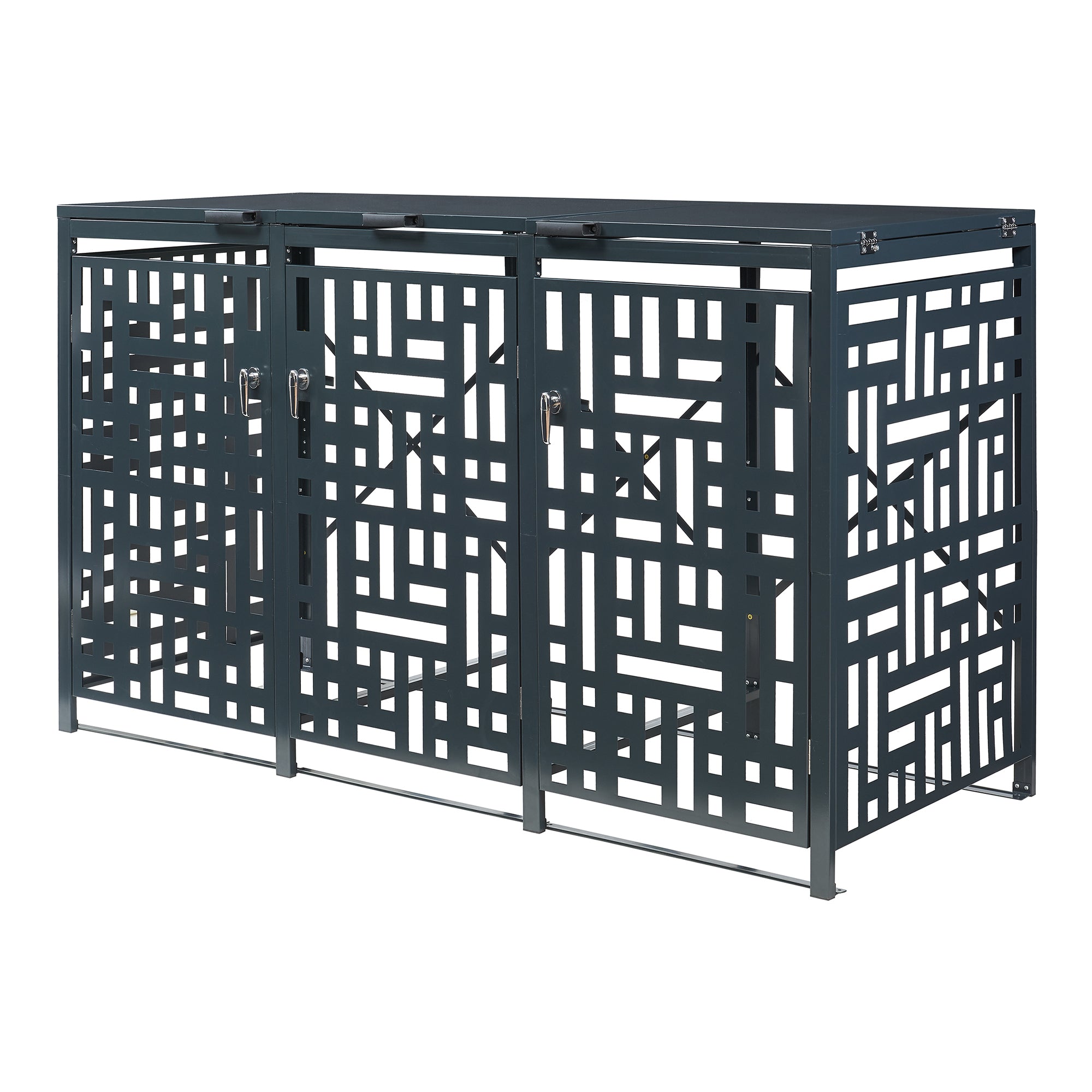 Copertura Per 3 Bidoni Da 240 Litri Acciaio Zincato Antracite 030009091 HELLOSHOP26