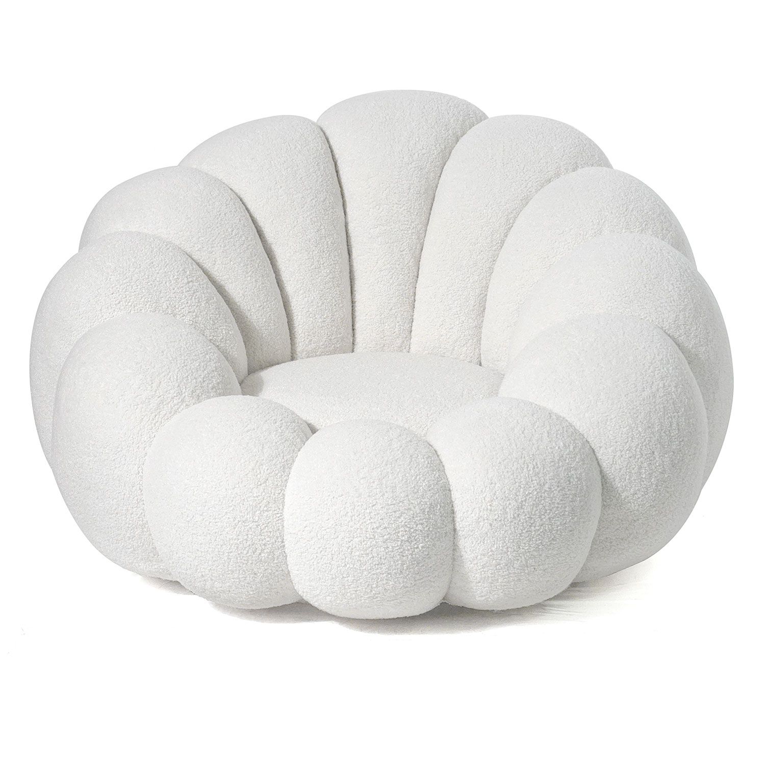 Cotecosy - Fauteuil Design Coquillage Arielina Tissu Bouclette Blanc