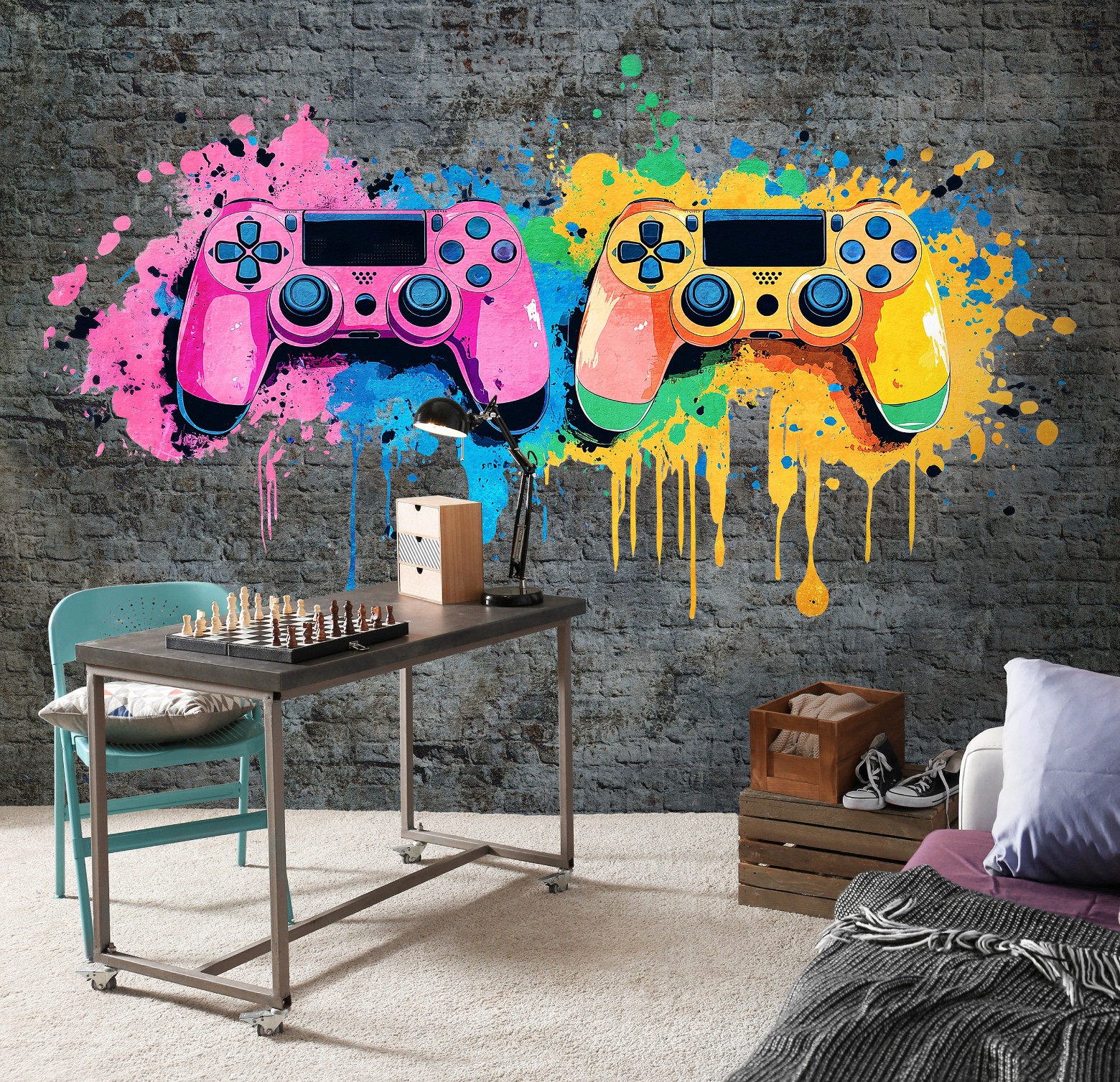 Wallarena Vlies Fototapete Kinderzimmer 400x280 Cm Spielkonsole - Fototapeten Tapeten Für Kinder Mädchen & Jungen - Teenagerzimmer - Kinderzimmertapete Spiel