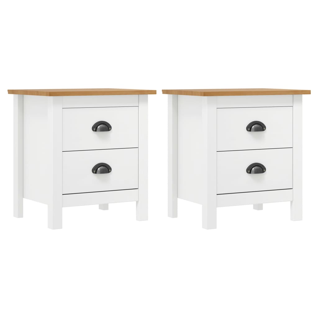 Vidaxl Bedside Cabinet "Hill" 2 Pcs White 46X35x49,5 Cm Solid Pine Wood