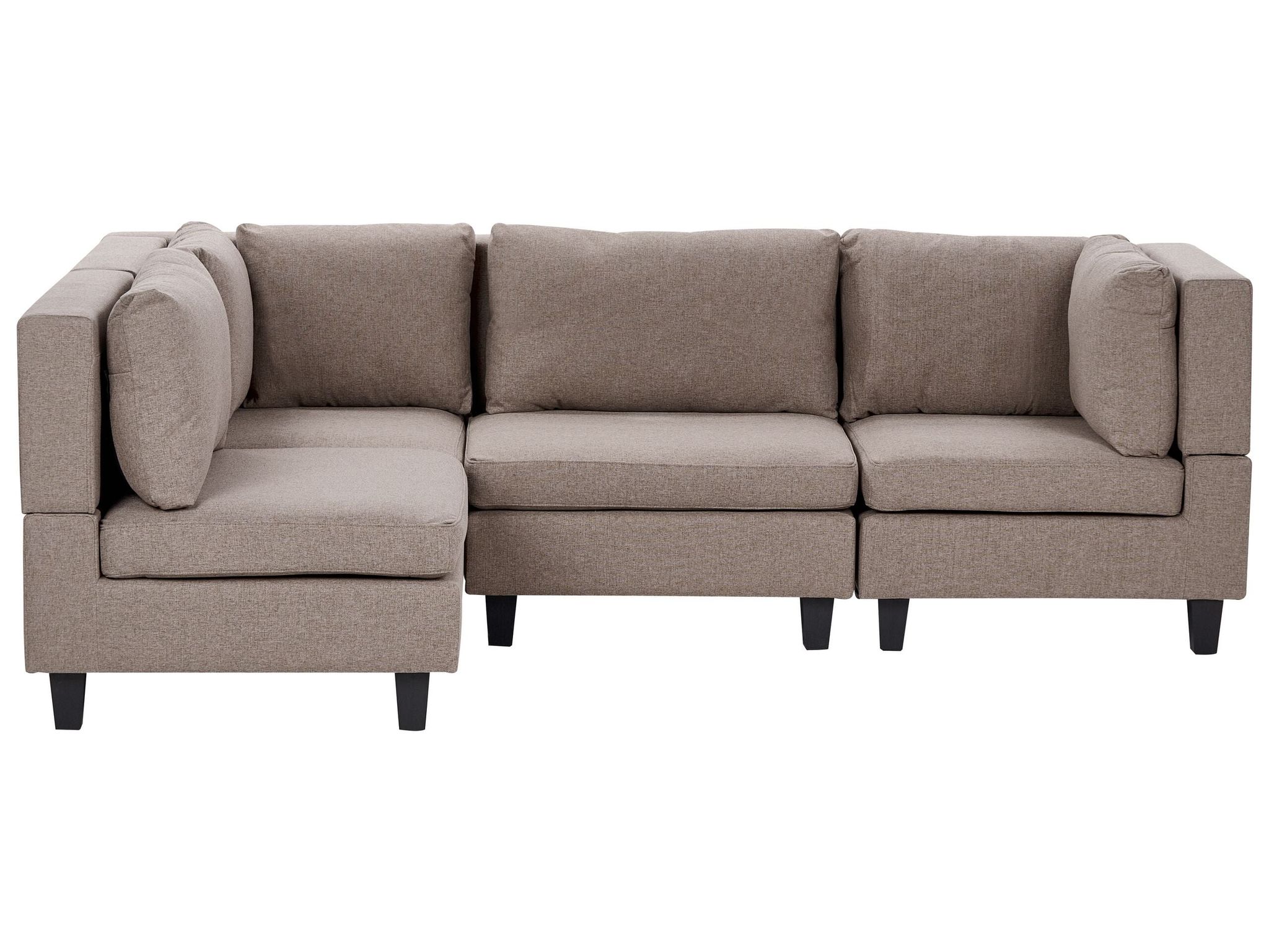 Beliani Modular Corner Sofa 4 Seater Unstad Fabric Brown Right Hand