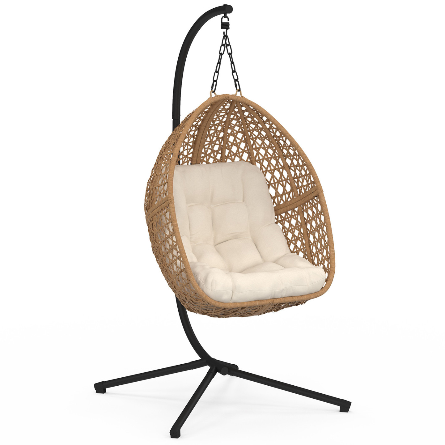 Idmarket – Fauteuil Suspendu Ajouré Effet Rotin – Coussin Épais 15 Cm