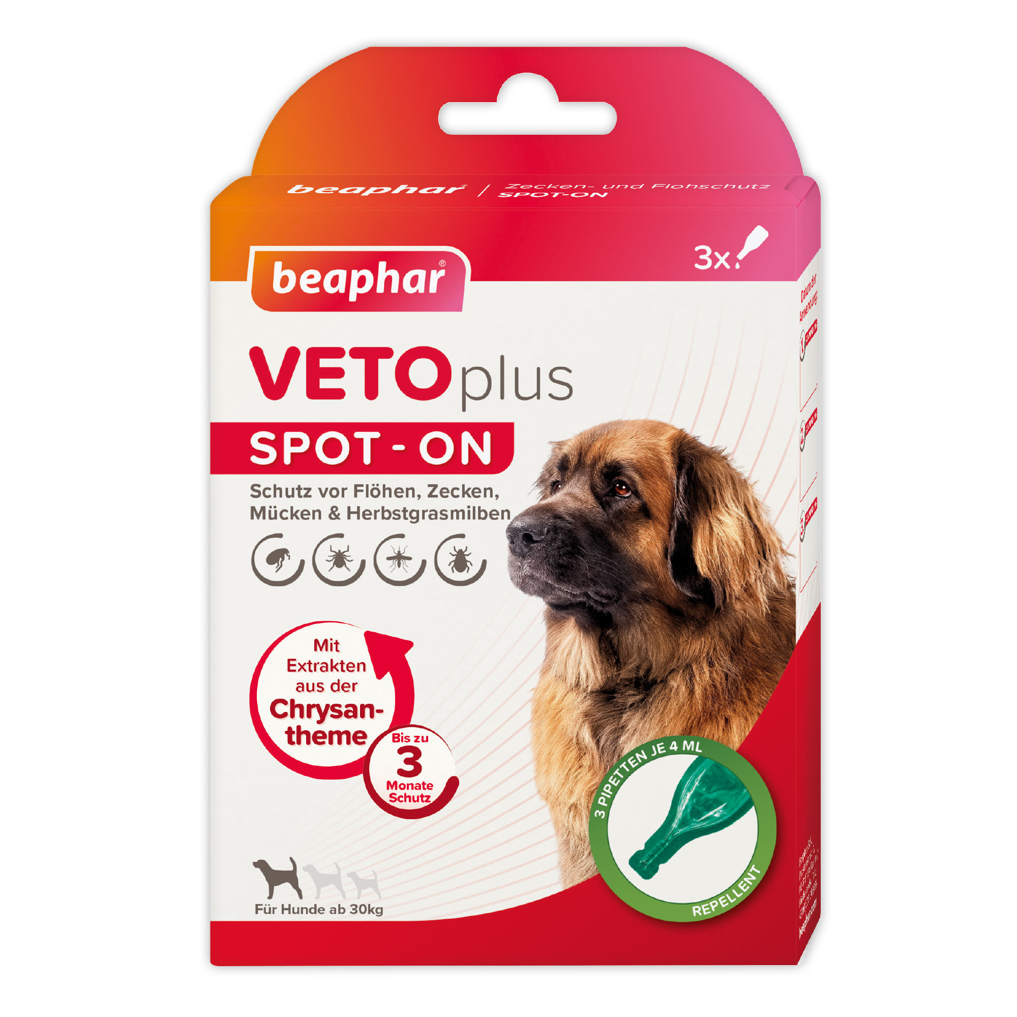 Beaphar Weiß Veto Plus Spot-On Für Große Hunde Ab 30 Kg 3X4 Ml