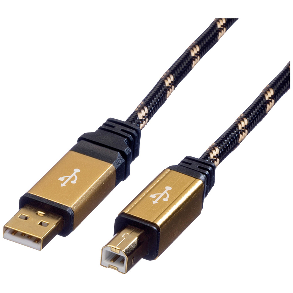 Itb Schwarz Roline Usb-Kabel Usb 2.0 Usb-A Stecker, Usb-B Stecker 3.00 M Gold Doppelt Geschirmt, Vergo