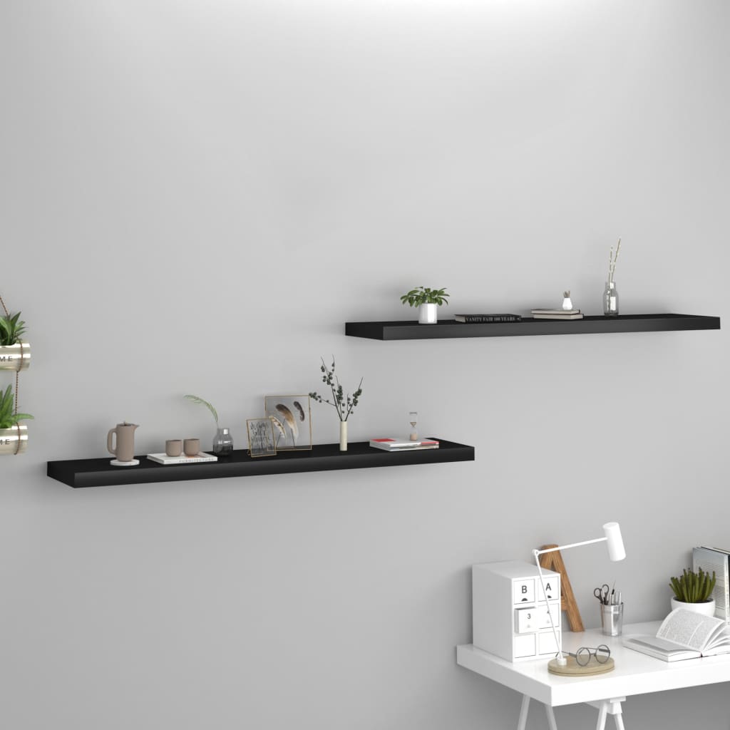 Vidaxl Schwarz Floating Wall Shelves 2 Pcs Black 120X23,5X3,8 Cm Mdf