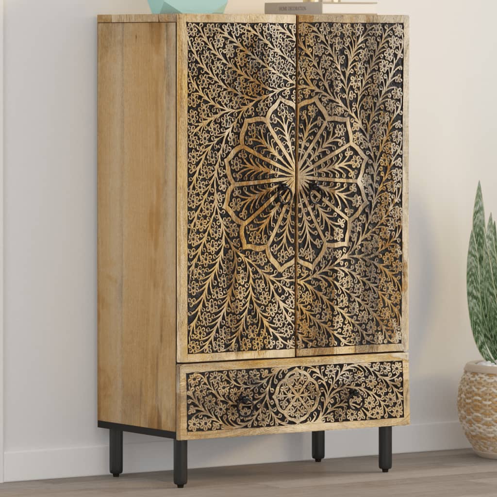Vidaxl – Buffet En Bois De Manguier Massif 60x33x100 Cm – Grand Espace