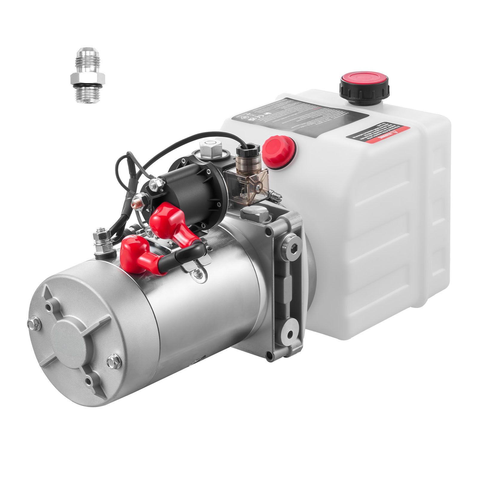 Vérin hydraulique 4 L, pompe monobloc 12 V, pression max 22 MPa, débit 3,4 L/min, réservoir métallique