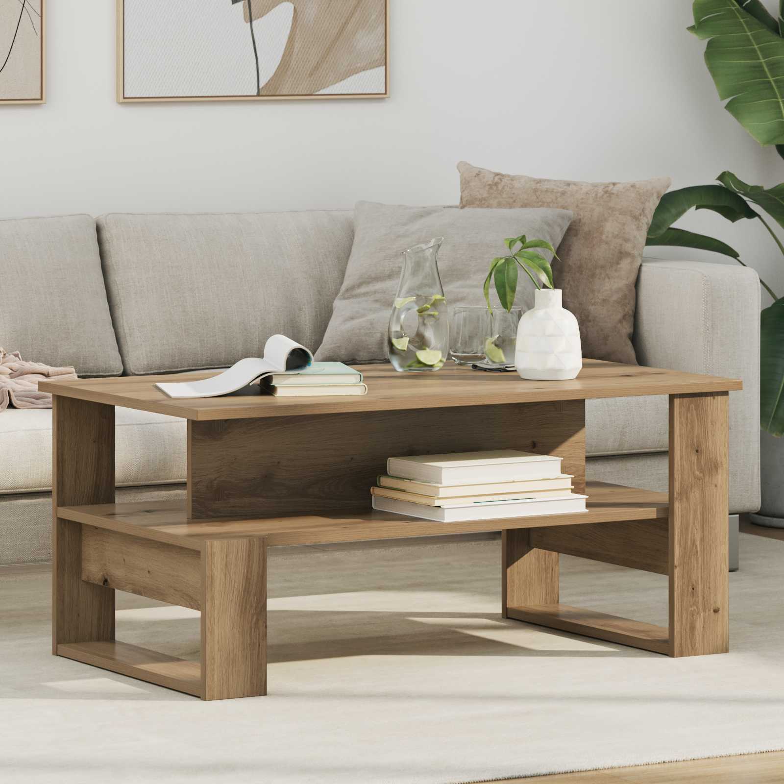 Coffee Table Artisan Oak 90 X 50 X 40 Cm Engineered Wood Vidaxl