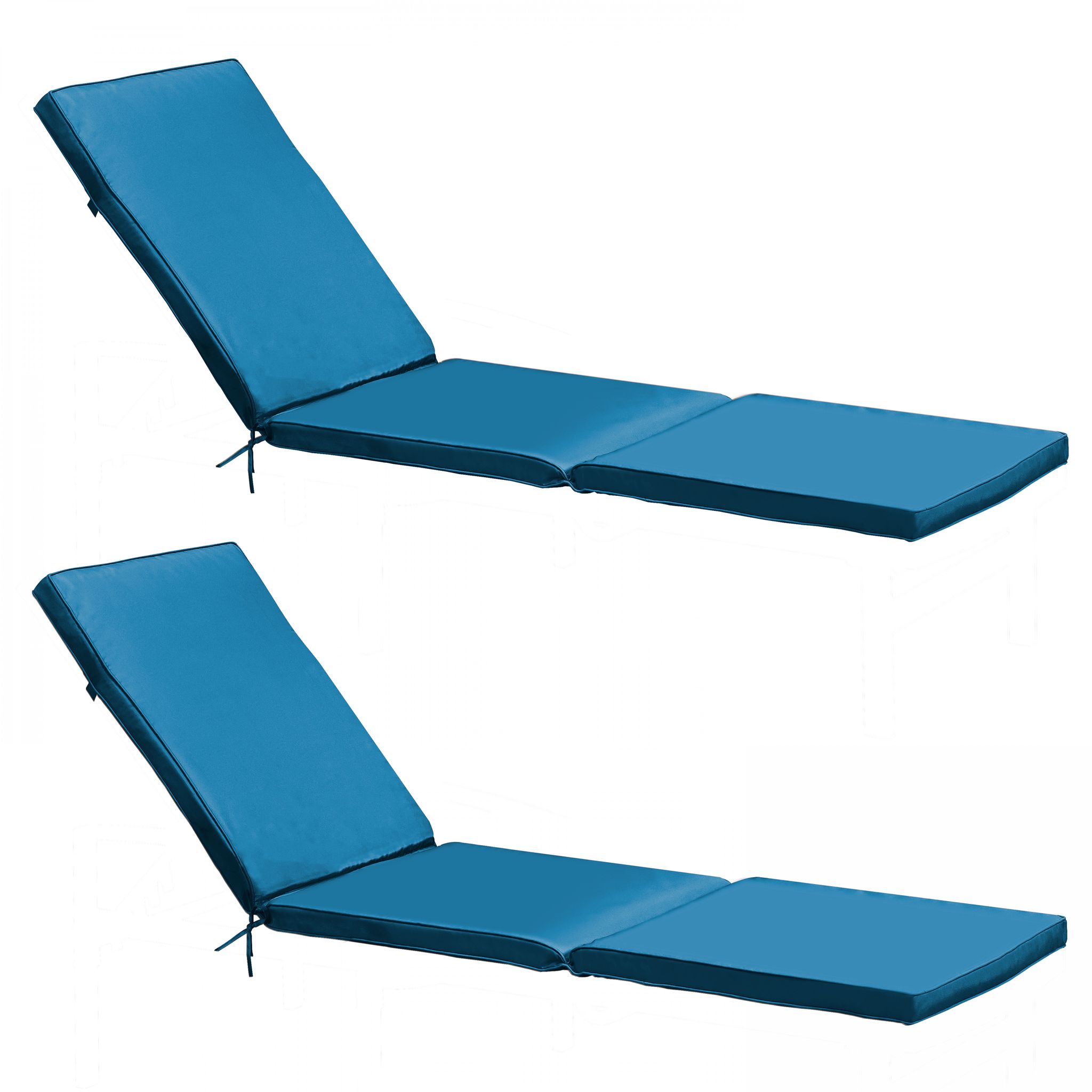 Lot 2 Coussins Bain De Soleil Polyester Bleu 186 X 53 X 5 Cm