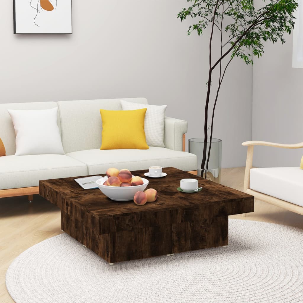 Table Basse Chêne Fumé 90x90x28 Cm Bois D'Ingénierie