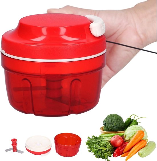 Affettatrice Per Verdure Con Cordicella, Affettatrice Per Cipolle, Tritacarne, Robot Da Cucina Con Cordicella, Mixer, Grattugia Per Aglio Per La Cucina, Accessorio Da Cucina, Rosso