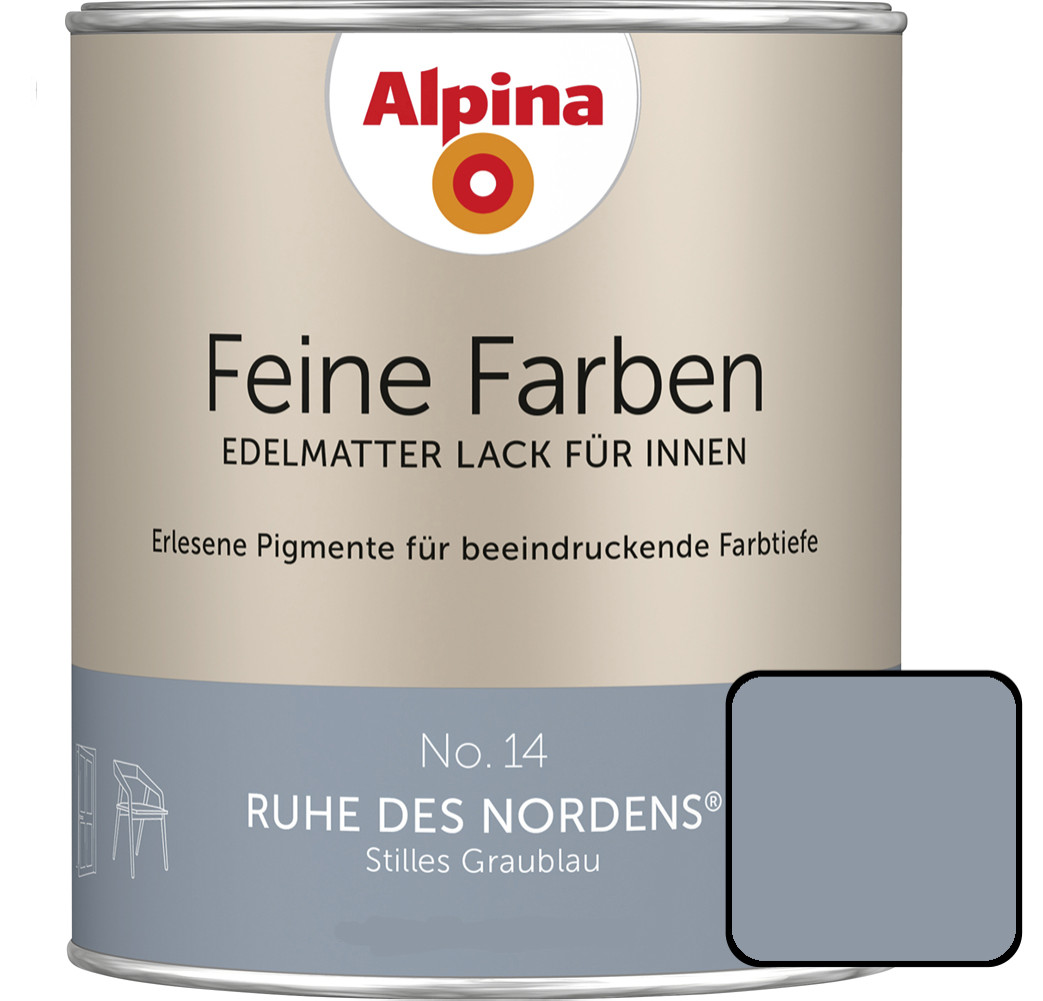 Feine Farben Lack No. 14 Ruhe Des Nordens Graublau Edelmatt 750 Ml Buntlacke - Alpina