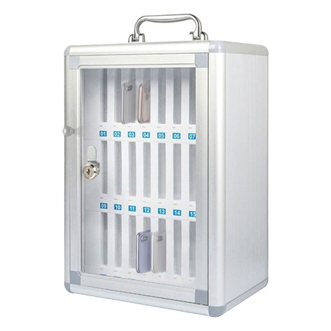Iternet Armadietto Portacellulari 24 Posti In Alluminio E Mdf Grigio 26x19x38,5 Cm