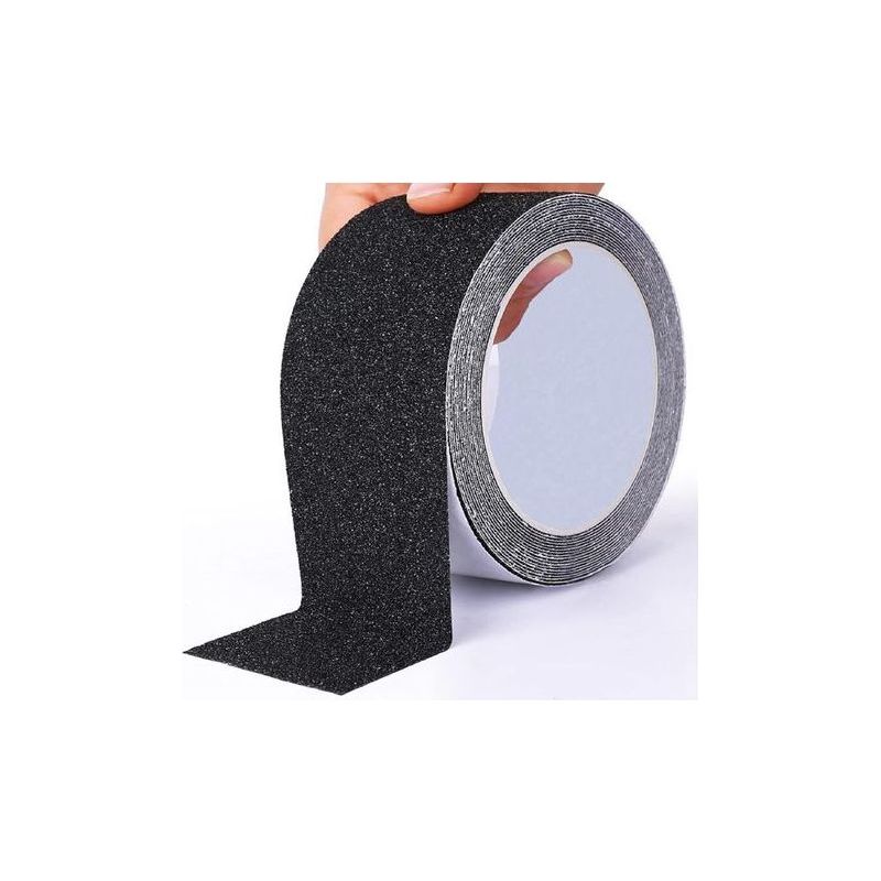 Bande antidérapante adhésive en PVC, sable de quartz 80 grit, 5 cm x 5 m, noir