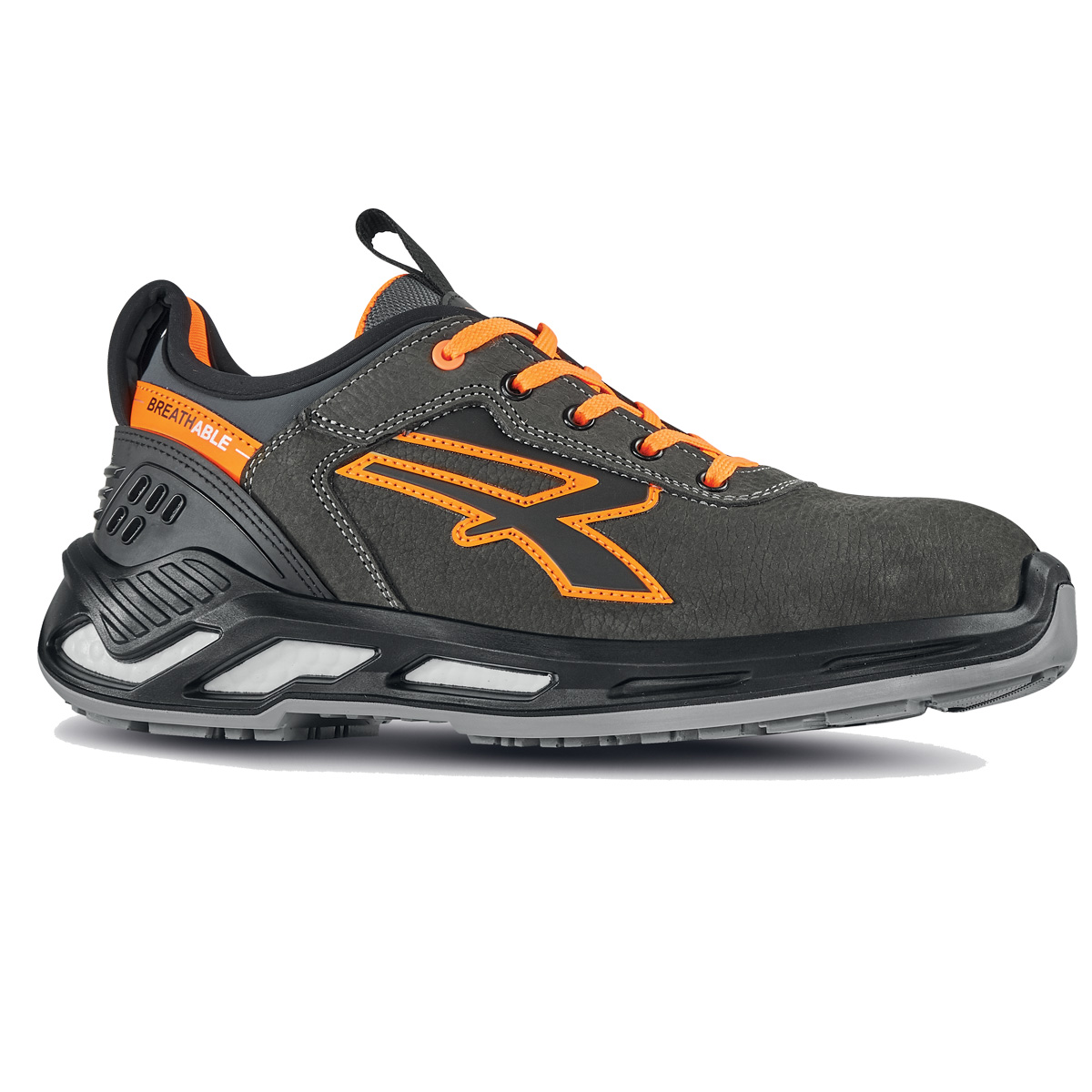 Upower Herren Grau/Orange Sicherheitsschuhe, U-Power Schuhe Duke Anthrazit Niedrige Nummer (S3, 44) - Bild 2